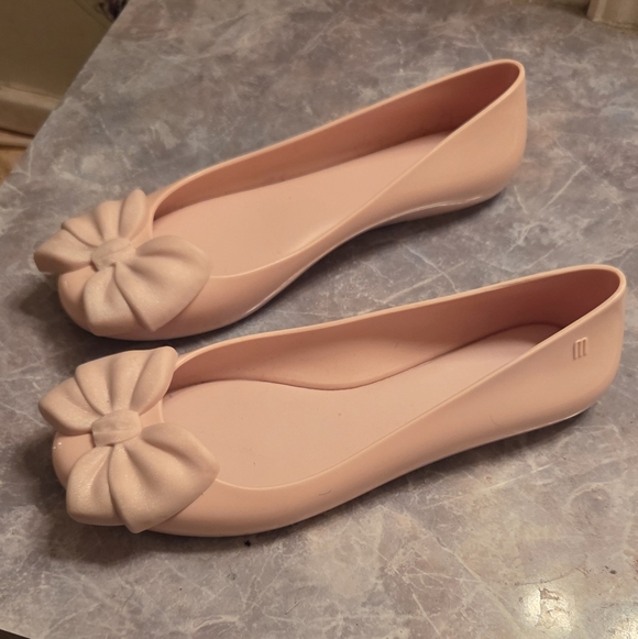 Melissa Pink Bow Jelly Flats - Picture 2 of 3